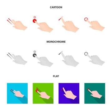 Vector illustration of touchscreen and hand symbol. Set of touchscreen and touch Stock Illustration