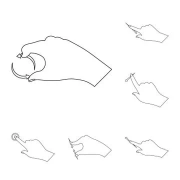 Vector illustration of touchscreen and hand sign. Set of touchscreen and touch Stock Illustration