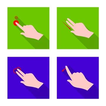 Vector illustration of touchscreen and hand icon. Set of touchscreen and touch Stock Illustration