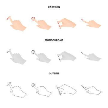 Vector illustration of touchscreen and hand icon. Set of touchscreen and touch Stock Illustration