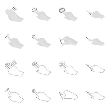 Vector illustration of touchscreen and hand icon. Set of touchscreen and touch Stock Illustration