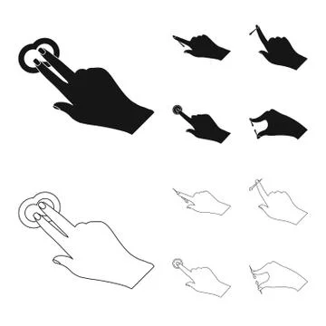 Vector illustration of touchscreen and hand logo. Set of touchscreen and touch Stock Illustration