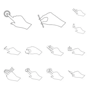 Vector illustration of touchscreen and hand icon. Set of touchscreen and touch Stock Illustration