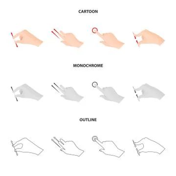 Vector illustration of touchscreen and hand sign. Set of touchscreen and touch Stock Illustration
