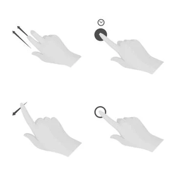 Vector illustration of touchscreen and hand symbol. Set of touchscreen and touch Stock Illustration