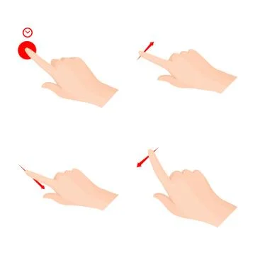 Vector illustration of touchscreen and hand symbol. Set of touchscreen and touch Stock Illustration