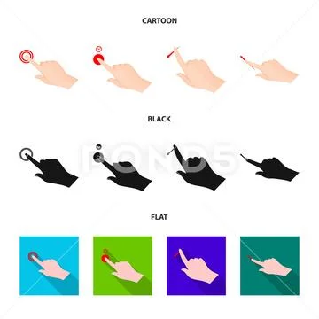 Vector illustration of touchscreen and hand icon. Set of touchscreen ...