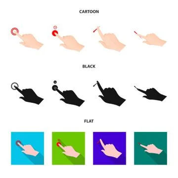 Vector illustration of touchscreen and hand icon. Set of touchscreen and touch Stock Illustration