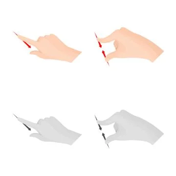 Vector illustration of touchscreen and hand symbol. Collection of touchscreen Stock Illustration