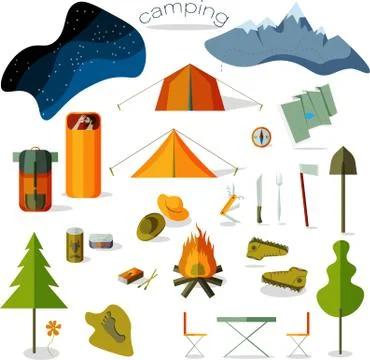 Vector illustration with tourism elements. Stock Illustration