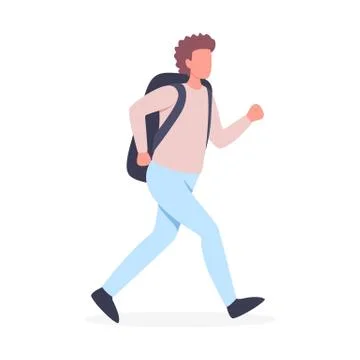 Vector illustration of tourist with backpack on his vacation 스톡 일러스트