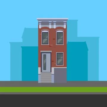 Vector illustration of townhouse in flat polygonal style Stock Illustration