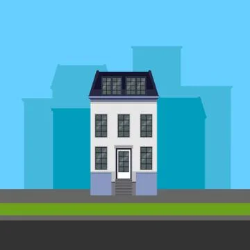 Vector illustration of townhouse in flat polygonal style Ilustración de archivo