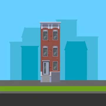 Vector illustration of townhouse in flat polygonal style Ilustración de archivo