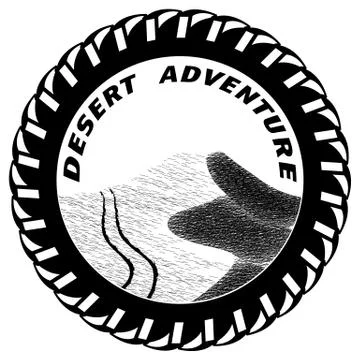 Vector illustration traces of an SUV on sand dunes in the desert 스톡 일러스트