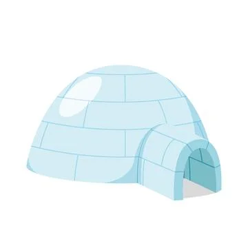 Vector illustration of a traditional eskimo Igloo in cartoon style isolated.. Stock Illustration