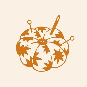 Vector illustration of a traditional pumpkin shaped pin cushion with stars, a Stock Illustration