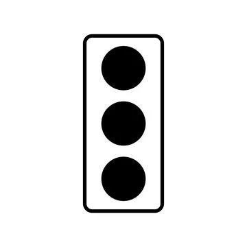 Vector illustration of a traffic light with three solid black circles. the .. Stock Illustration