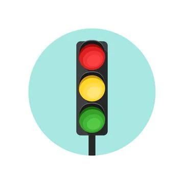 Vector illustration of a traffic light. Traffic regulation. Illustrazione stock