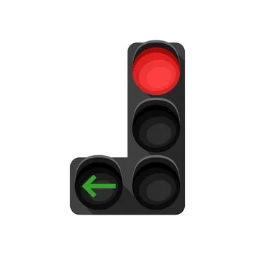 Vector illustration of a traffic light. Traffic regulation. 스톡 일러스트