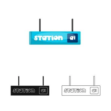 Vector illustration of train and station logo. Collection of train and ticket Stock Illustration