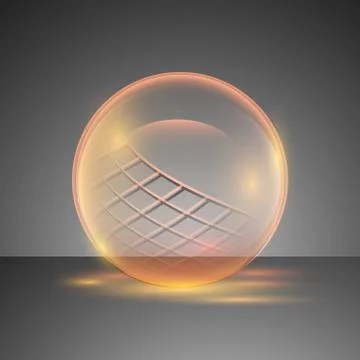 Vector illustration of transparent clear shiny crystal ball logo. Stock Illustration