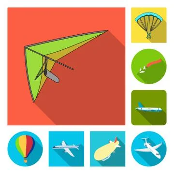 Vector illustration of transport and object icon. Set of transport and gliding 스톡 일러스트