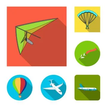 Vector illustration of transport and object icon. Set of transport and gliding 스톡 일러스트