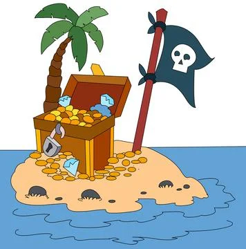 Vector illustration of treasure and tree Stock Illustration