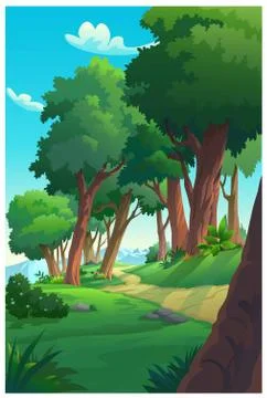 Vector illustration of a tree and graphic of jungle. Stock Illustration