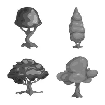 Vector illustration of tree and nature symbol. Collection of tree and crown Stock Illustration
