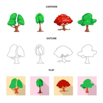 Vector illustration of tree and nature sign. Collection of tree and crown vector Stock Illustration
