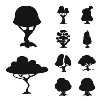Vector illustration of tree and nature symbol. Set of tree and crown stock Illustrazione stock