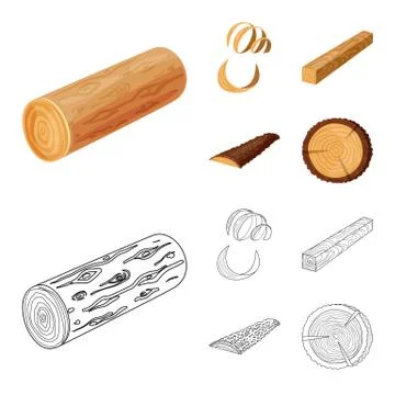 Vector illustration of tree and raw logo. Set of tree and construction stock 스톡 일러스트