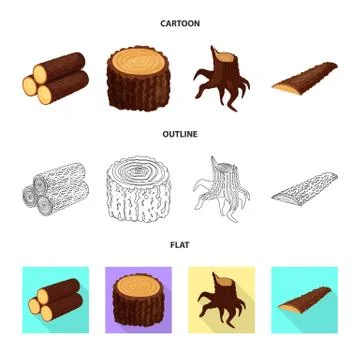 Vector illustration of tree and raw logo. Set of tree and construction stock Stock Illustration