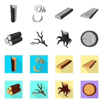 Vector illustration of tree and raw logo. Set of tree and construction stock 스톡 일러스트