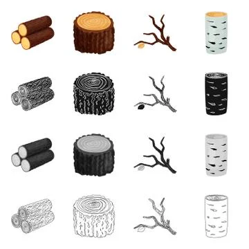 Vector illustration of tree and raw sign. Set of tree and construction stock Stock Illustration