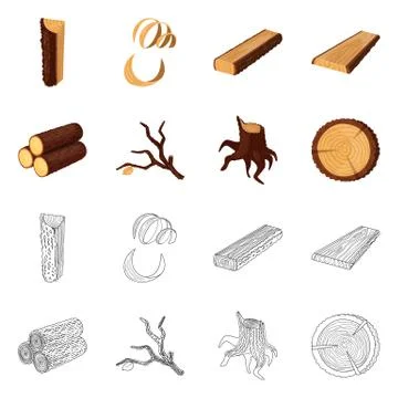 Vector illustration of tree and raw logo. Collection of tree and construction 스톡 일러스트