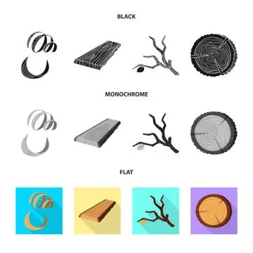 Vector illustration of tree and raw icon. Collection of tree and construction Stock Illustration