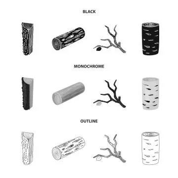 Vector illustration of tree and raw logo. Set of tree and construction stock Stock Illustration