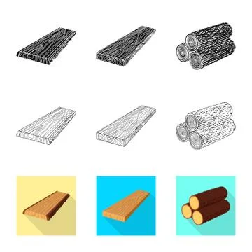 Vector illustration of tree and raw logo. Set of tree and construction vector 스톡 일러스트