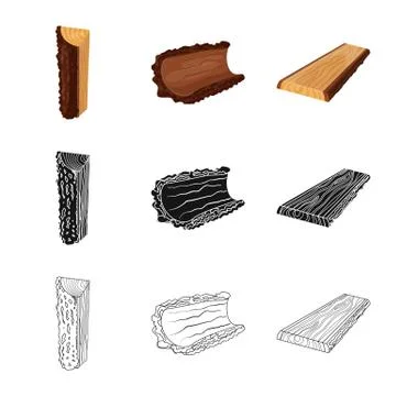 Vector illustration of tree and raw logo. Collection of tree and construction Stock Illustration