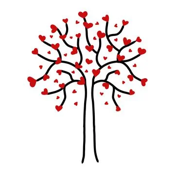 Vector illustration of a tree with hearts Stock Illustration