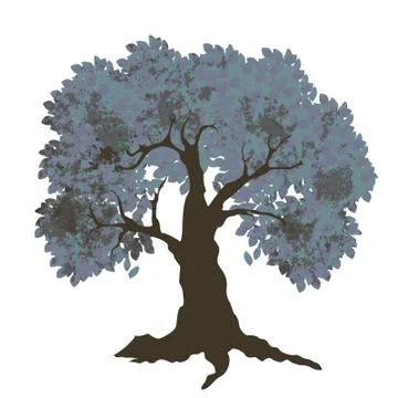 Vector illustration of a tree with rich grey foliage Stock Illustration