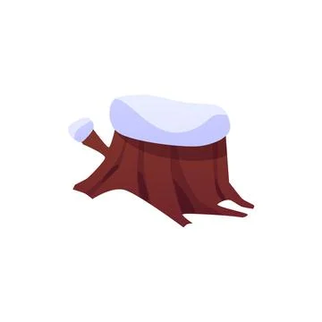 Vector illustration of a tree stump in the snow. Icon for the game interface. Illustrazione stock