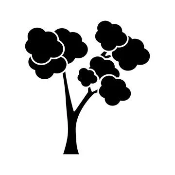 Vector illustration of a tree. the tree is depicted with a solid black trun.. 库存插图