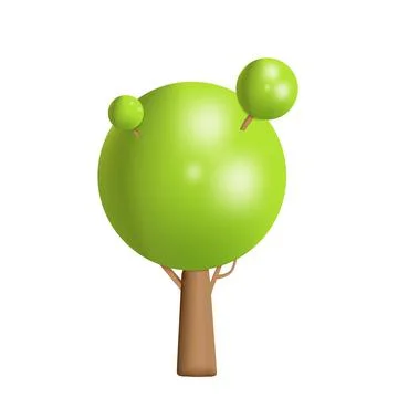 Vector illustration of a tree with a volumetric complex crown in 3D style Ilustración de archivo