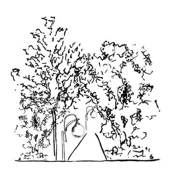 Vector Illustration of trees and lamps along the road Stock-Illustration