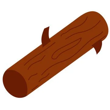 Vector illustration of tree's log in cartoon flat style. Timber isolated on w Stock Illustration