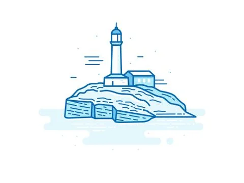 Vector illustration in trendy flat linear style - natural landscape Stock Illustration